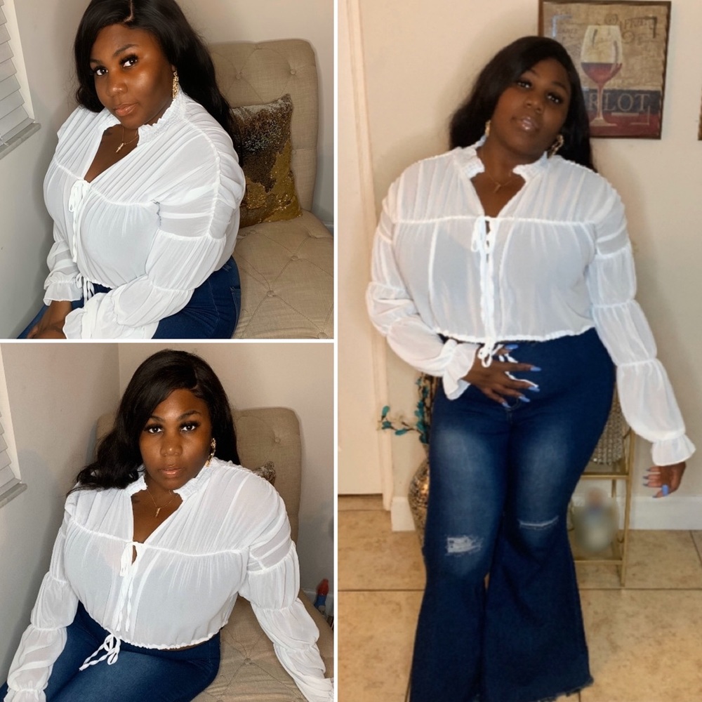 Brand new long sleeve ruched blouse